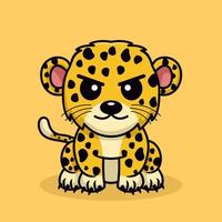 Vector illustration of cute cheetah and chibi animal