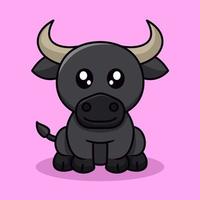 Vector illustration of cute buffalo and chibi animals