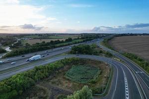 Aerial View of British Motorways With Fast Moving Traffic photo