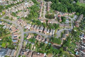 Beautiful High Angle View of St Albans Town Centre of England, Great Britain UK. Residential and downtown buildings image captured on 07th Sep 2022. Drone's point of view. photo