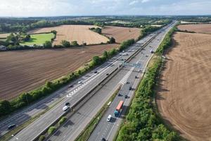 Aerial View of British Motorways With Fast Moving Traffic photo