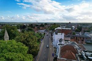 Beautiful High Angle View of St Albans Town Centre of England, Great Britain UK. Residential and downtown buildings image captured on 07th Sep 2022. Drone's point of view. photo