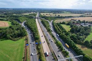 Aerial View of British Motorways With Fast Moving Traffic photo