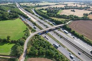 Aerial View of British Motorways With Fast Moving Traffic photo