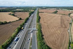 Aerial View of British Motorways With Fast Moving Traffic photo