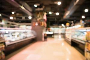 Abstract supermarket grocery store blurred defocused background with bokeh light photo