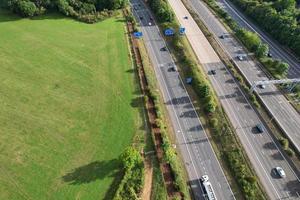 Aerial View of British Motorways With Fast Moving Traffic photo