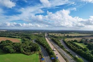 Aerial View of British Motorways With Fast Moving Traffic photo