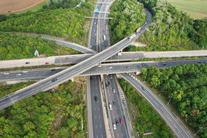 Aerial View of British Motorways With Fast Moving Traffic photo