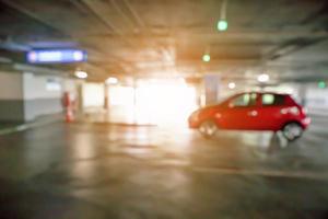 blur car parking in garage abstract background photo