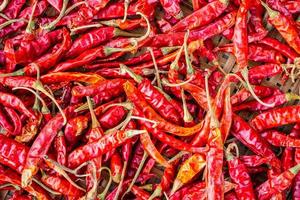 Dried red hot chilli pepper closeup background photo