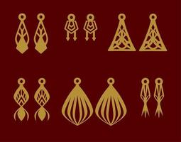 A collection of Earrings templates with geometric shapes. Isolated stencils pattern suitable for handmade work, laser cutting and printing. vector