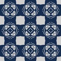 Dark Blue Seamless Pattern with Tribal Shape. Pattern designed in Ikat, Aztec, Moroccan, Thai, Luxury Arabic Style. Ideal for Fabric Garment, Ceramics, Wallpaper. Vector Illustration.