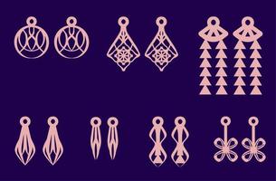 A collection of Earrings templates with geometric shapes. Isolated stencils pattern suitable for handmade work, laser cutting and printing. vector