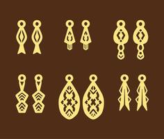 A collection of Earrings templates with geometric shapes. Isolated stencils pattern suitable for handmade work, laser cutting and printing. vector