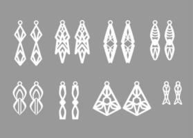 una colección de plantillas de pendientes con formas geométricas. patrón de plantillas aisladas adecuado para trabajos hechos a mano, corte por láser e impresión. vector