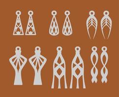 A collection of Earrings templates with geometric shapes. Isolated stencils pattern suitable for handmade work, laser cutting and printing. vector