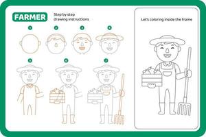 how to draw farmer profession tutorial vector