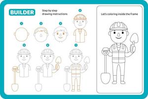 how to draw builder profession tutorial vector