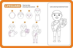 how to draw lifeguard profession tutorial vector