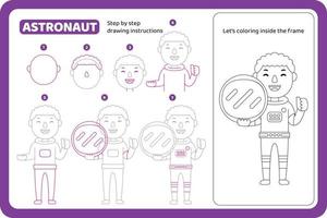 how to draw Astronaut profession tutorial vector