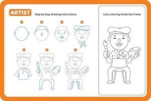 how to draw artist profession tutorial vector