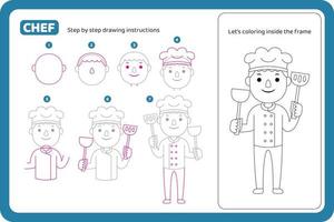 how to draw chef profession tutorial vector