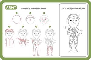 cómo dibujar el vector tutorial de la profesión del ejército