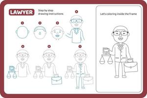 how to draw lawyer profession tutorial vector