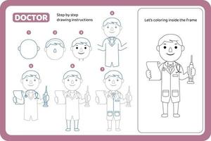 how to draw doctor profession tutorial vector