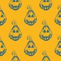 Bright yellow background with halloween pumpkins vector