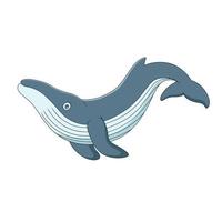 Cartoon cute blue whale. Cartoon illustration of marine mammal vector