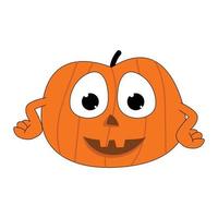 lindo gráfico de personaje de dibujos animados de calabaza vector