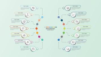 Plantilla de infografía de círculo básico con 14 pasos, proceso u opciones, diagrama de proceso, utilizado para diagrama de proceso, presentaciones, diseño de flujo de trabajo, diagrama de flujo, infografía. ilustración vectorial eps10. vector