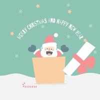 merry christmas and happy new year with cute santa claus and snowman in the winter season, flat vector illustration cartoon character costume design