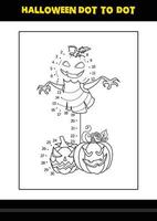 Halloween dot to dot coloring page for kids. Line art coloring page design for kids. vector