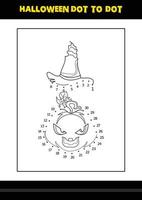 Halloween dot to dot coloring page for kids. Line art coloring page design for kids. vector