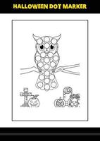 Halloween dot marker coloring page for kids. Line art coloring page design for kids. vector