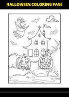 Halloween coloring page for kids. Line art coloring page design for kids. vector