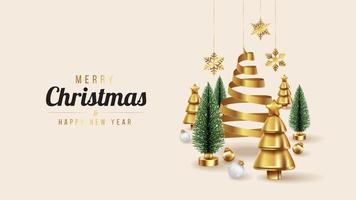 Merry Christmas background with christmas ornaments. vector