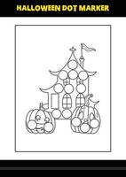 Halloween dot marker coloring page for kids. Line art coloring page design for kids. vector