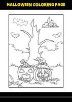 Halloween coloring page for kids. Line art coloring page design for kids. vector