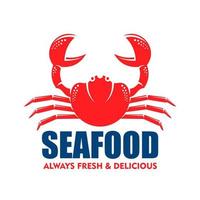 Red crab icon for seafood shop or cafe design vector