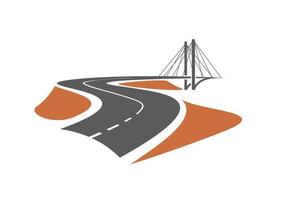 Road leading to the cable-stayed bridge vector