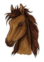 retrato artístico de caballo orgulloso marrón vector