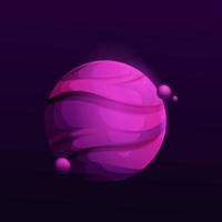 Dark purple space planet with cosmic satellites vector