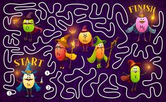 Labyrinth maze game, micronutrients wizards, mages vector