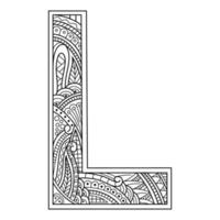 Aphabet letter L line art vector