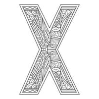 aphabet letter X line art vector