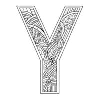 Aphabet letter Y line art vector